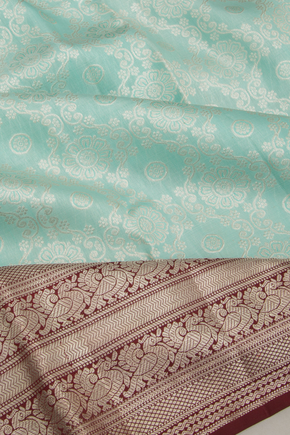 Kanchipuram Silk Brocade Sky Blue Saree
