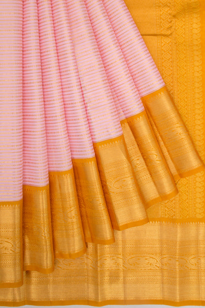Kanchipuram Silk Oosi Lines Peach Saree