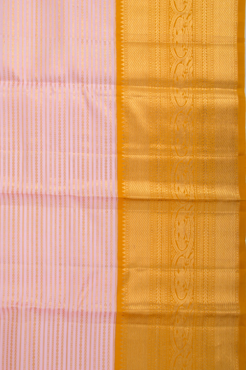 Kanchipuram Silk Oosi Lines Peach Saree