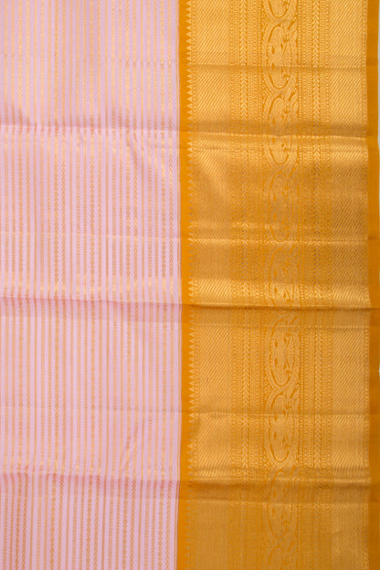 Kanchipuram Silk Oosi Lines Peach Saree