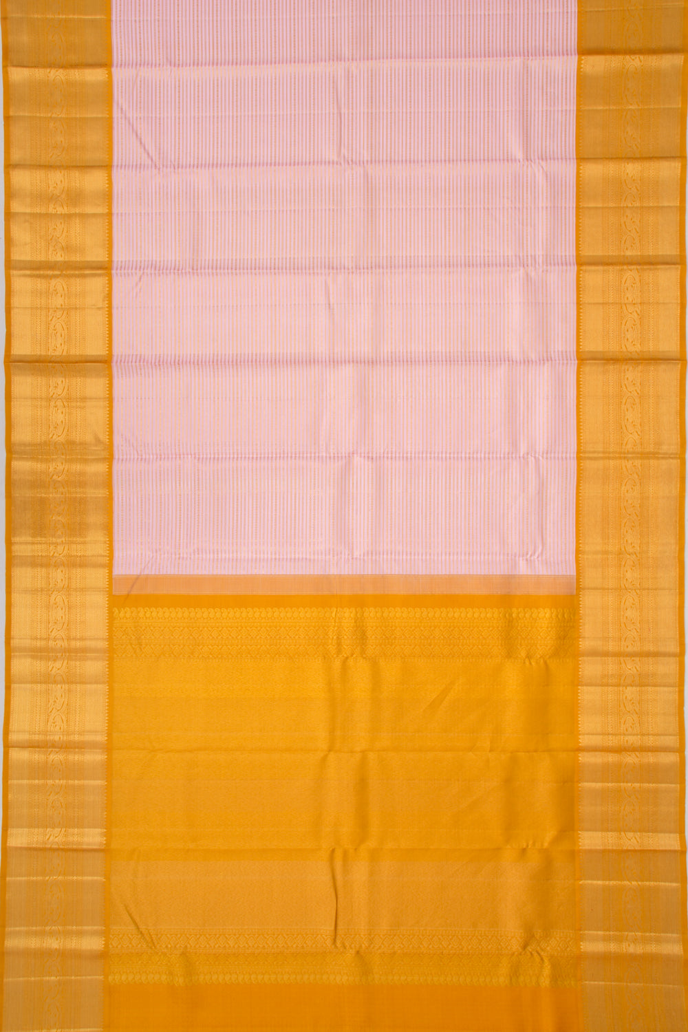 Kanchipuram Silk Oosi Lines Peach Saree