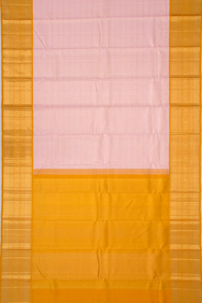 Kanchipuram Silk Oosi Lines Peach Saree