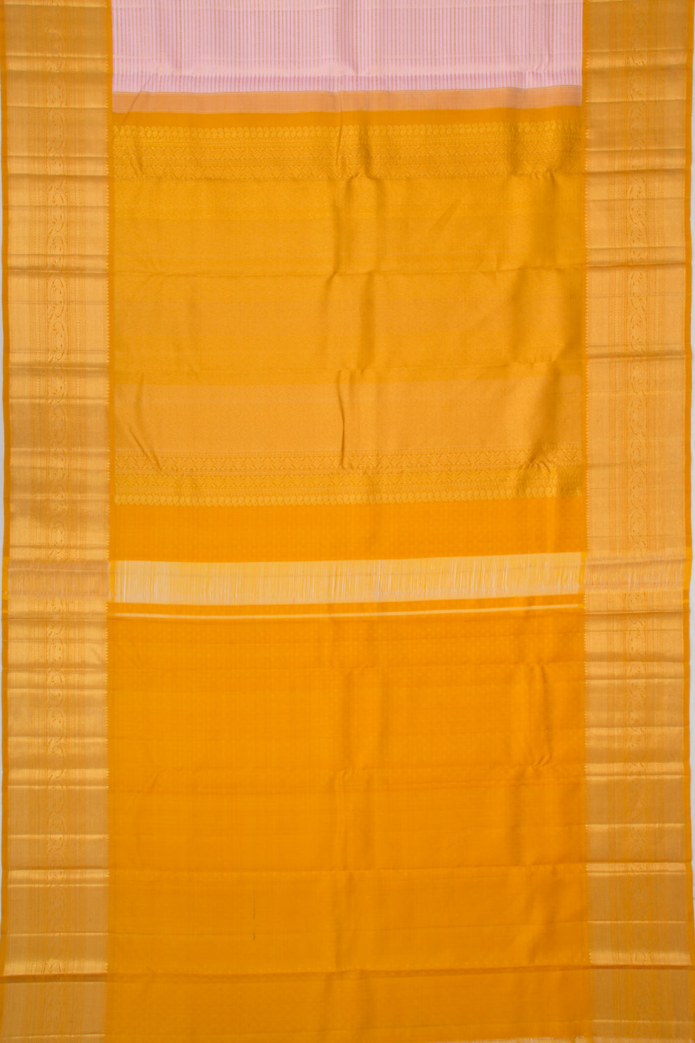 Kanchipuram Silk Oosi Lines Peach Saree