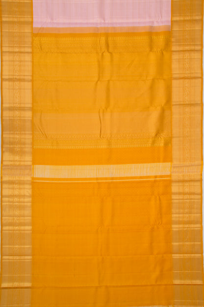 Kanchipuram Silk Oosi Lines Peach Saree
