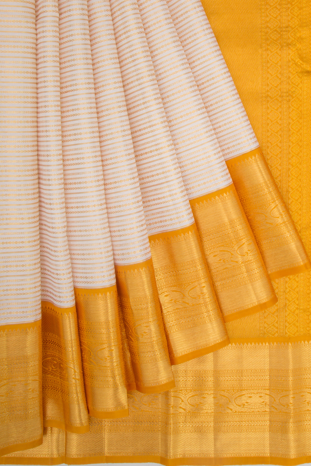 Kanchipuram Silk Brocade White Saree