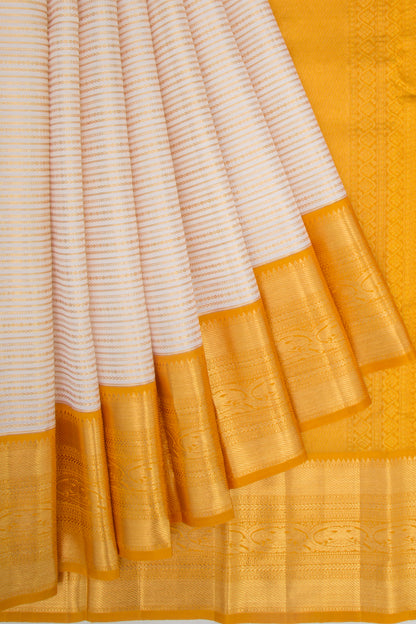 Kanchipuram Silk Brocade White Saree