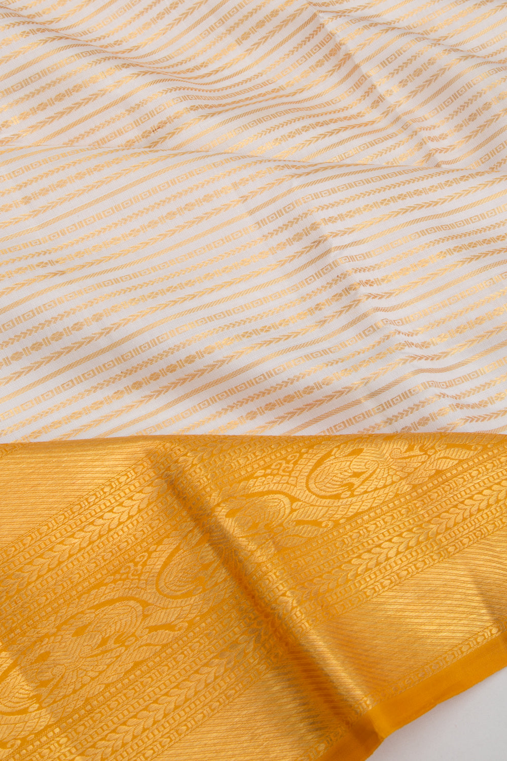 Kanchipuram Silk Brocade White Saree