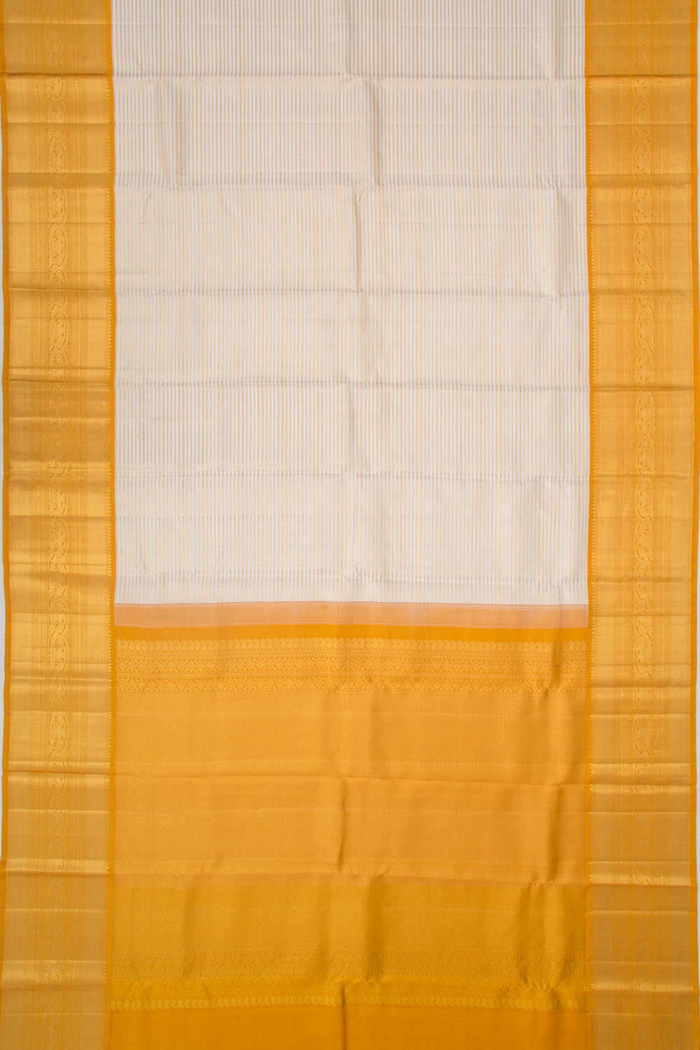 Kanchipuram Silk Brocade White Saree