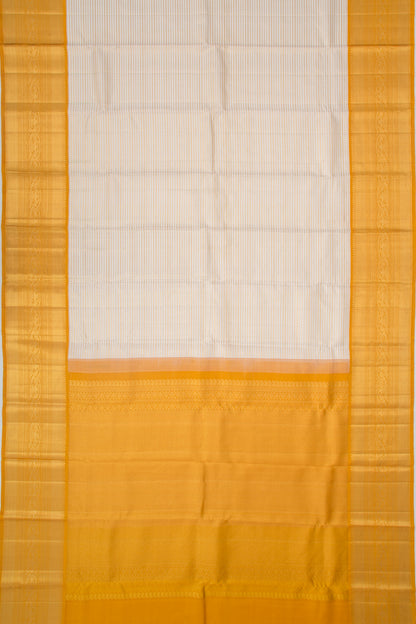 Kanchipuram Silk Brocade White Saree