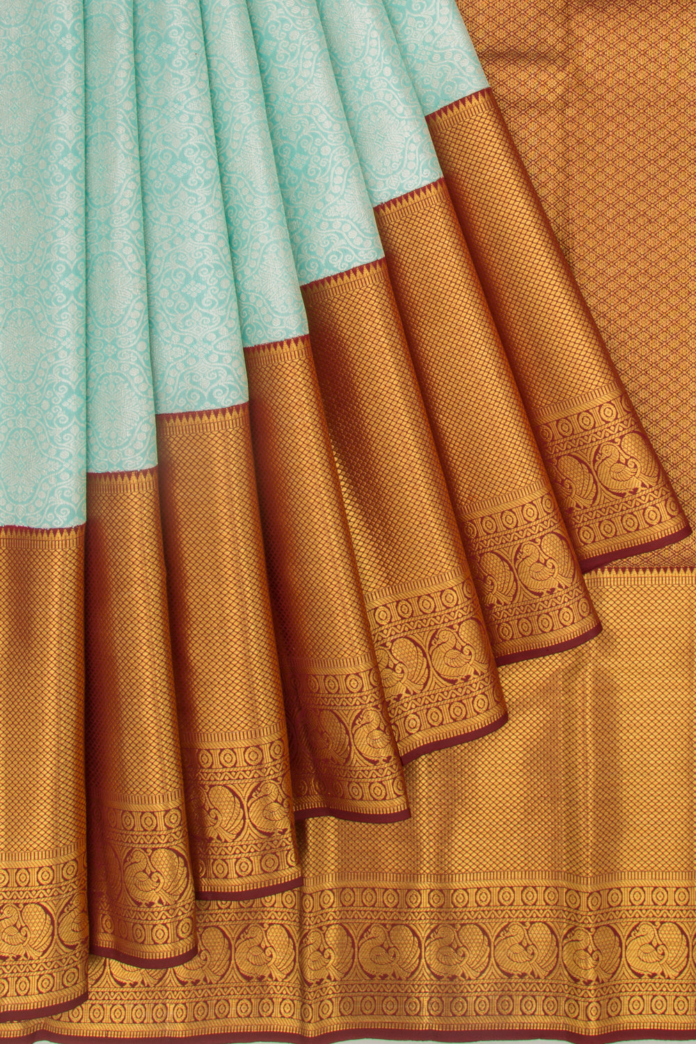 Kanchipuram Silk Brocade Sky Blue Saree