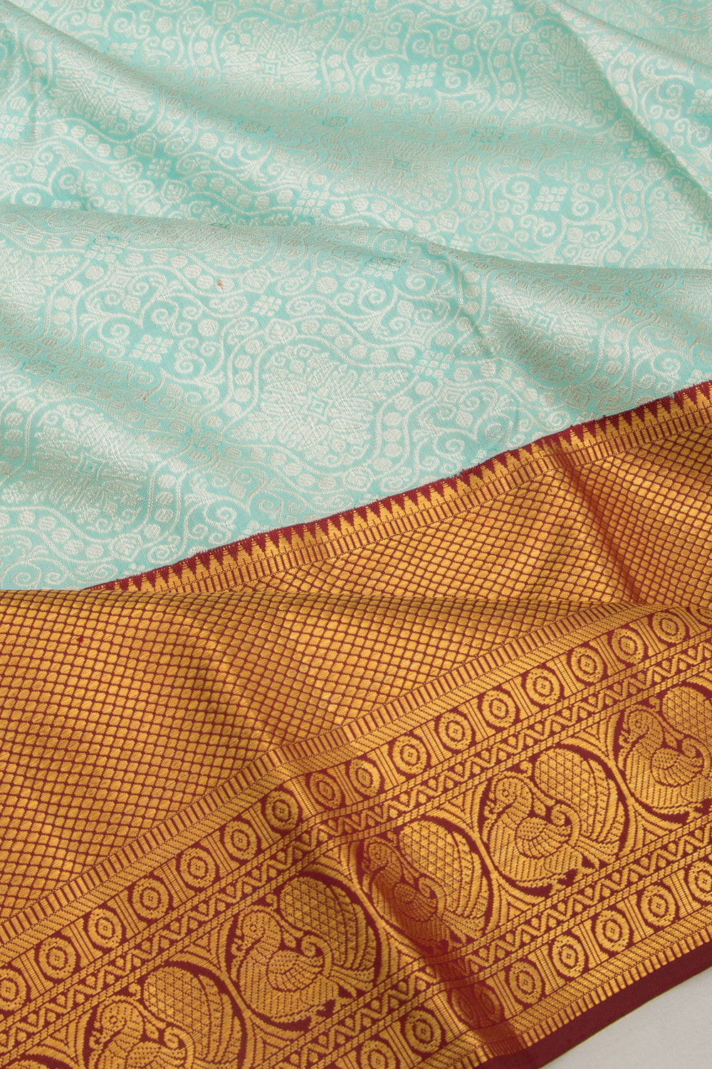 Kanchipuram Silk Brocade Sky Blue Saree
