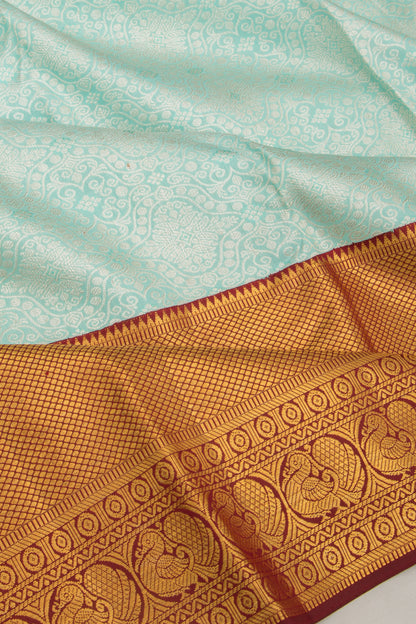 Kanchipuram Silk Brocade Sky Blue Saree