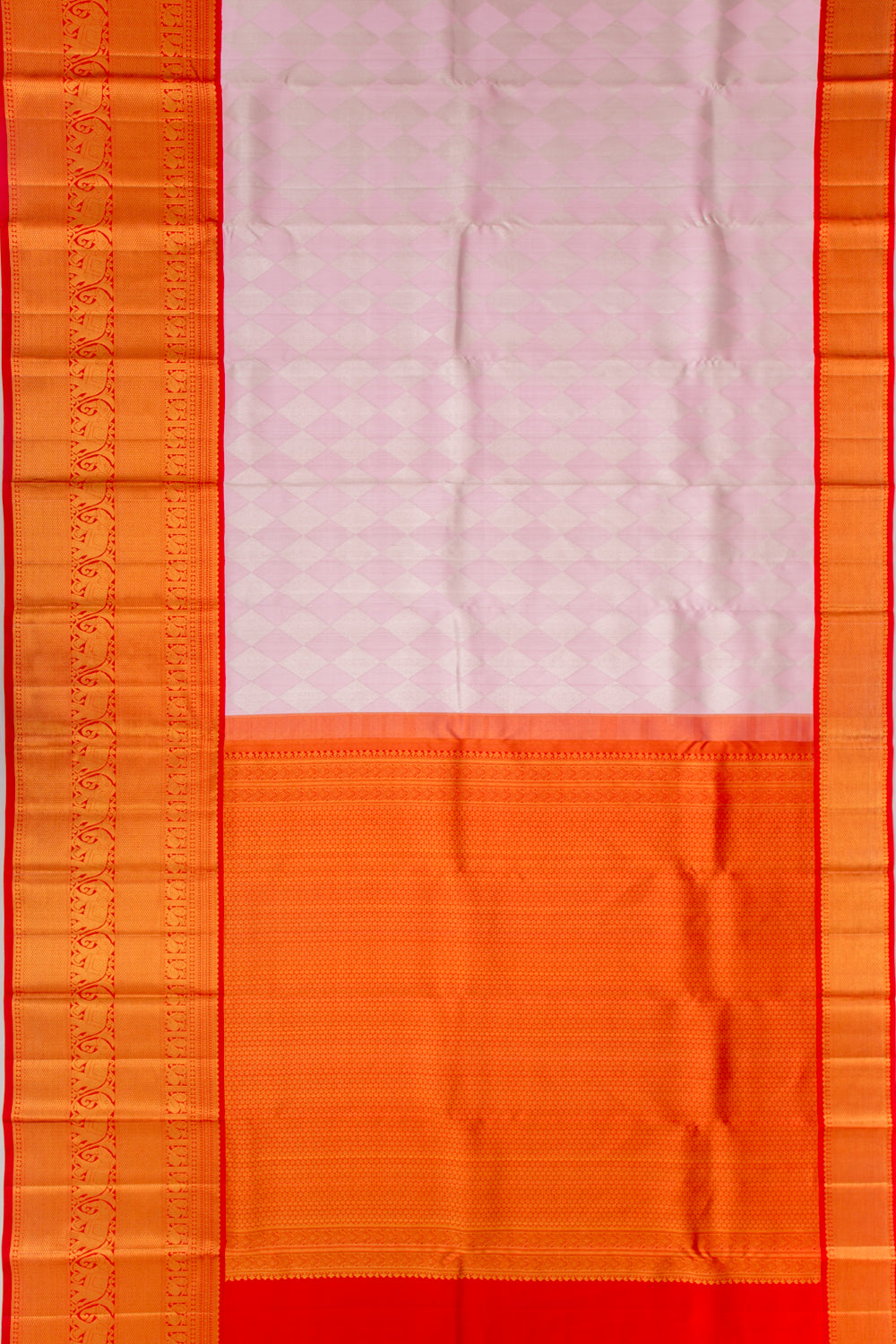 Kanchipuram Silk Geometrical Brocade Baby Pink Saree