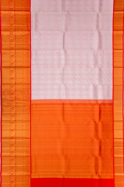 Kanchipuram Silk Geometrical Brocade Baby Pink Saree
