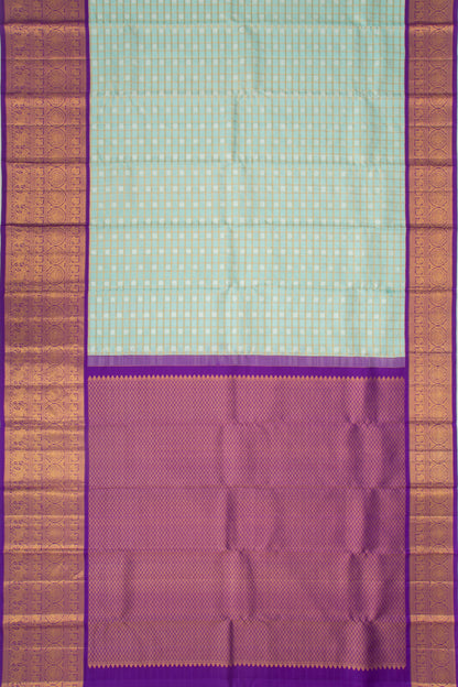 Kanchipuram Silk Checks And Butta Blue Saree