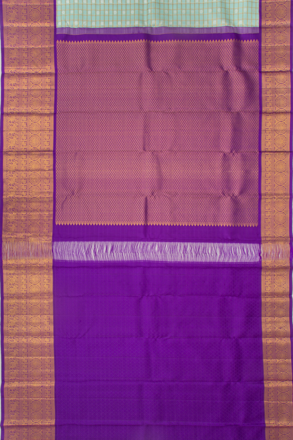 Kanchipuram Silk Checks And Butta Blue Saree