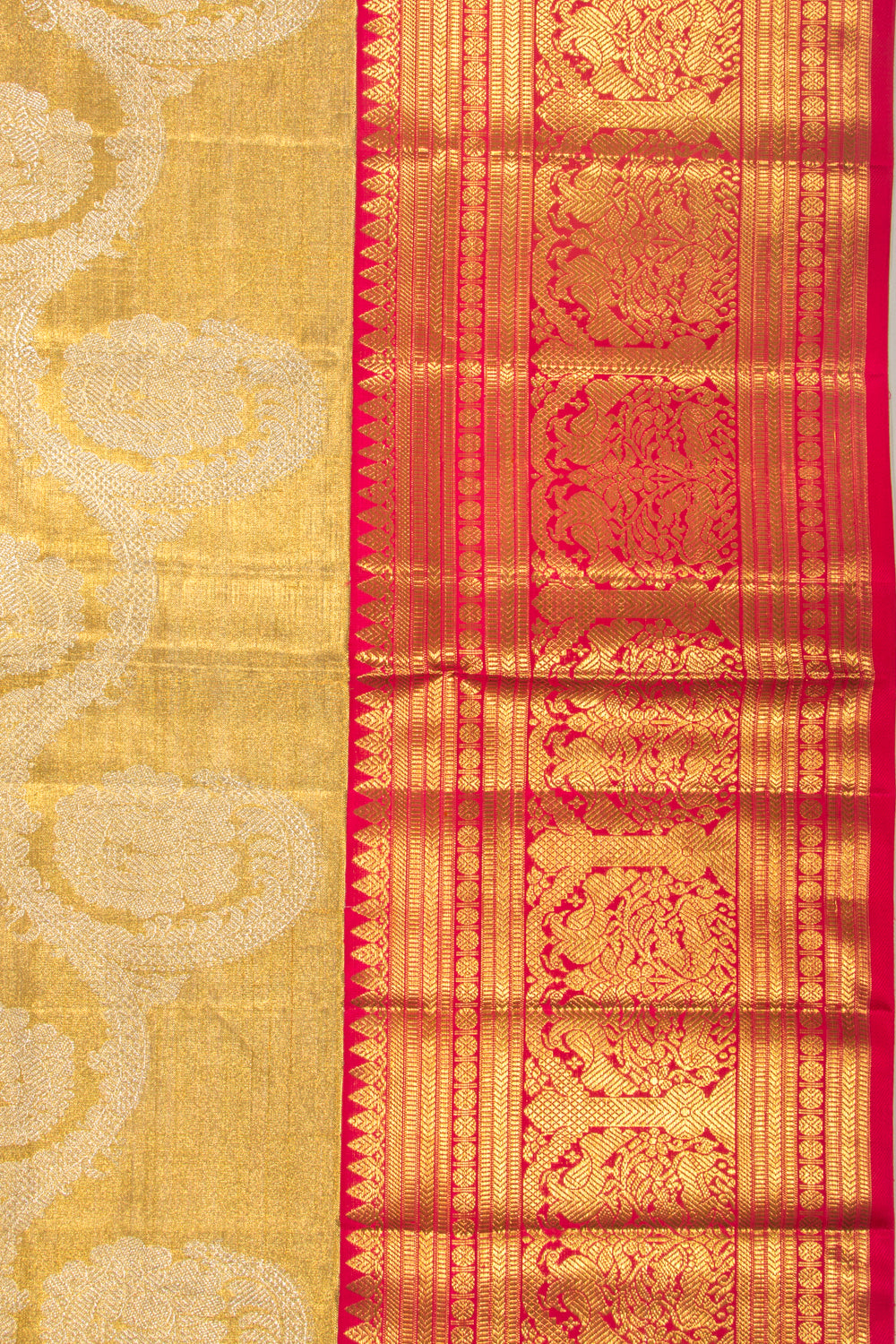 Kanchipuram Silk Tissue Jaal Gold Saree