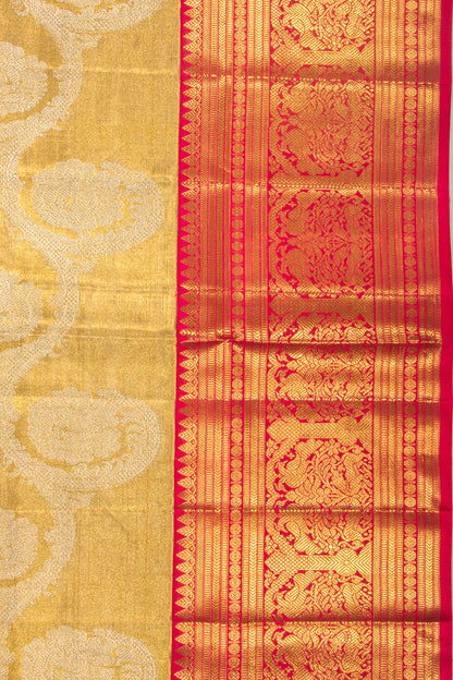 Kanchipuram Silk Tissue Jaal Gold Saree