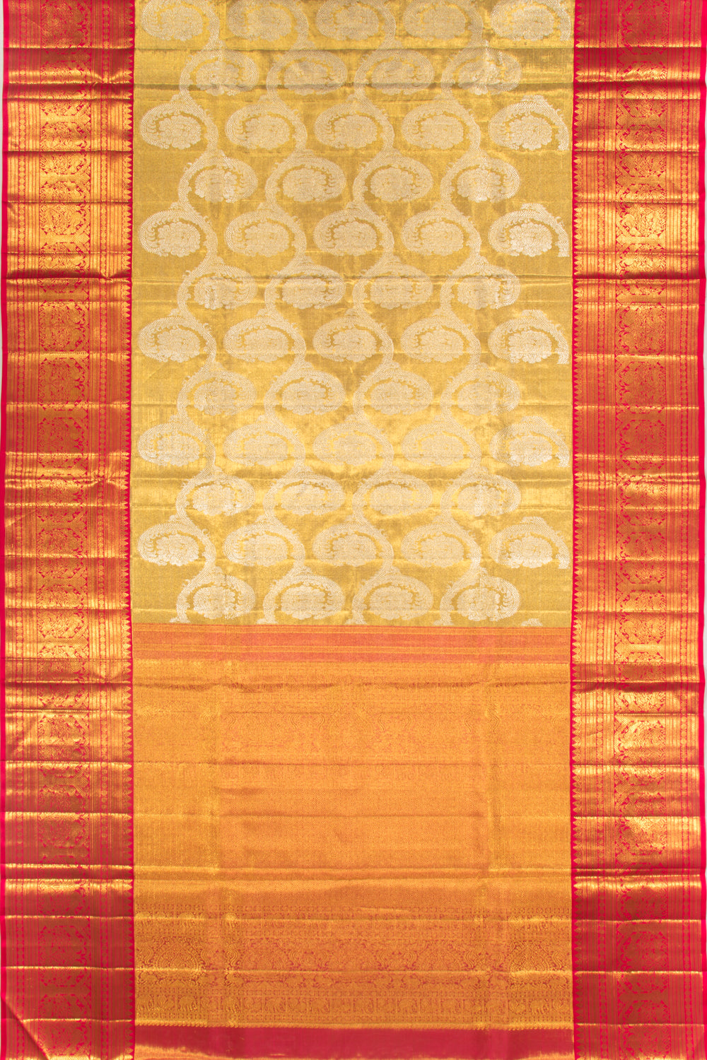 Kanchipuram Silk Tissue Jaal Gold Saree