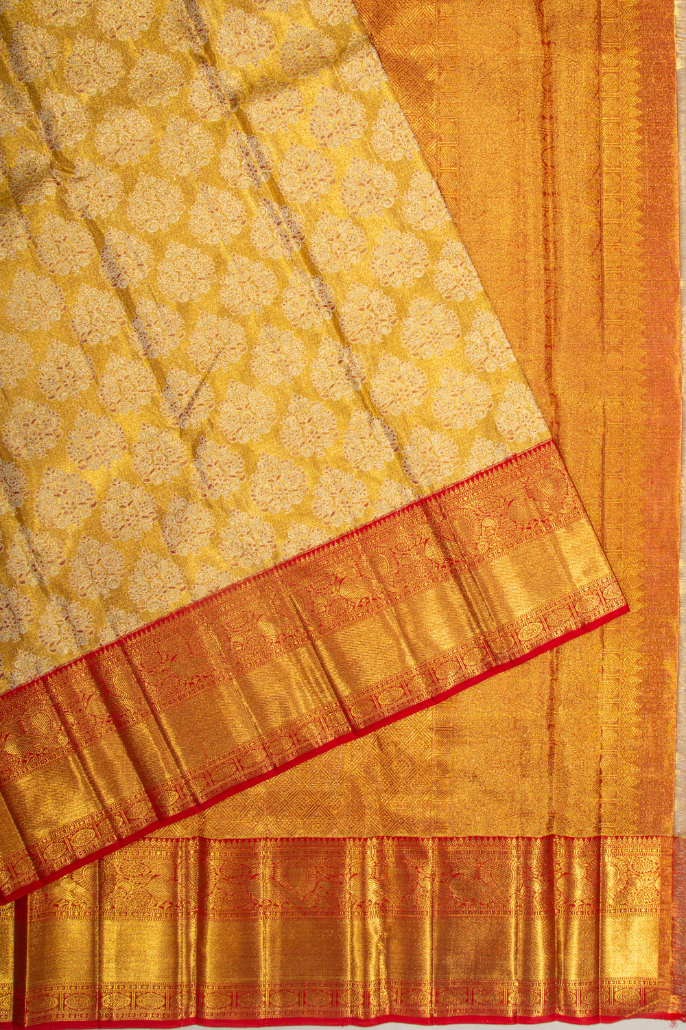 Kanchipuram Silk Tissue Brocade Gold Saree