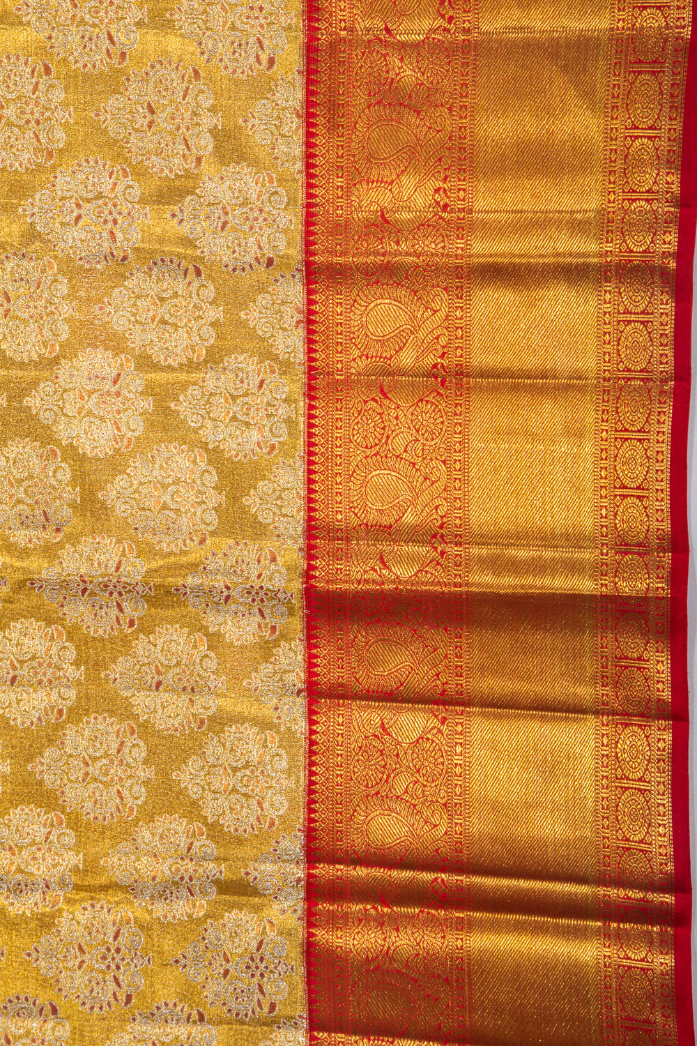 Kanchipuram Silk Tissue Brocade Gold Saree
