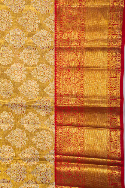 Kanchipuram Silk Tissue Brocade Gold Saree