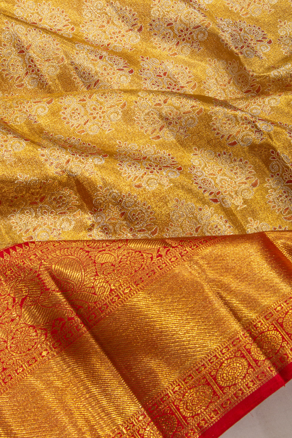 Kanchipuram Silk Tissue Brocade Gold Saree