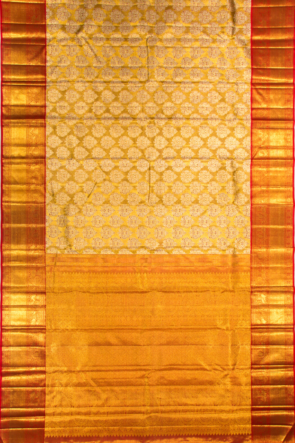 Kanchipuram Silk Tissue Brocade Gold Saree