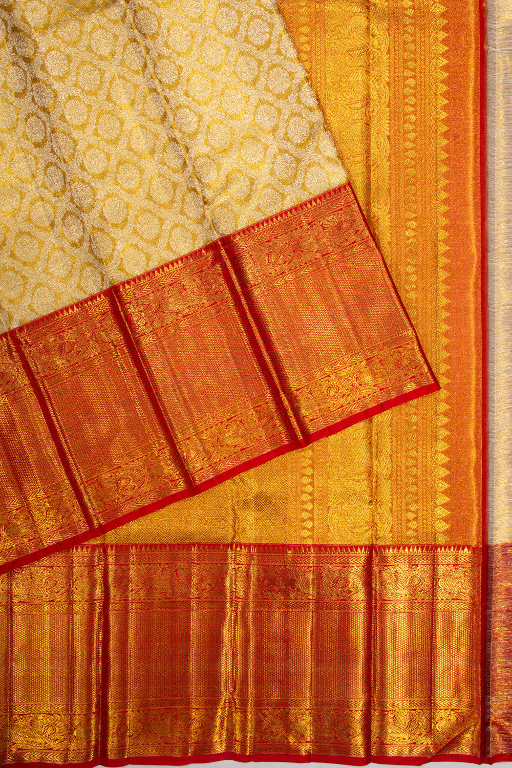 Kanchipuram Silk Tissue Brocade Gold Saree