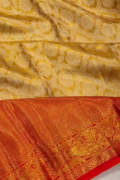 Kanchipuram Silk Tissue Brocade Gold Saree