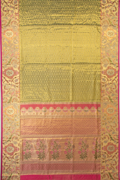 Kanchipuram Silk Tissue Brocade Green Saree