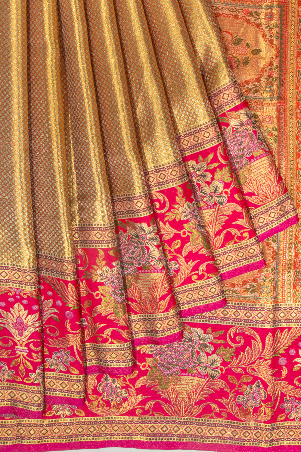 Kanchipuram Silk Tissue Brocade Gold Saree