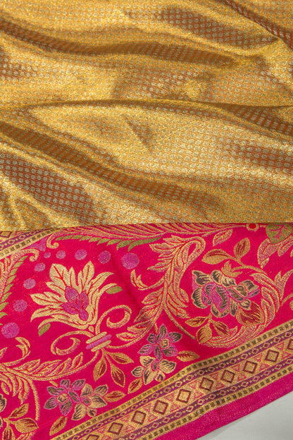 Kanchipuram Silk Tissue Brocade Gold Saree