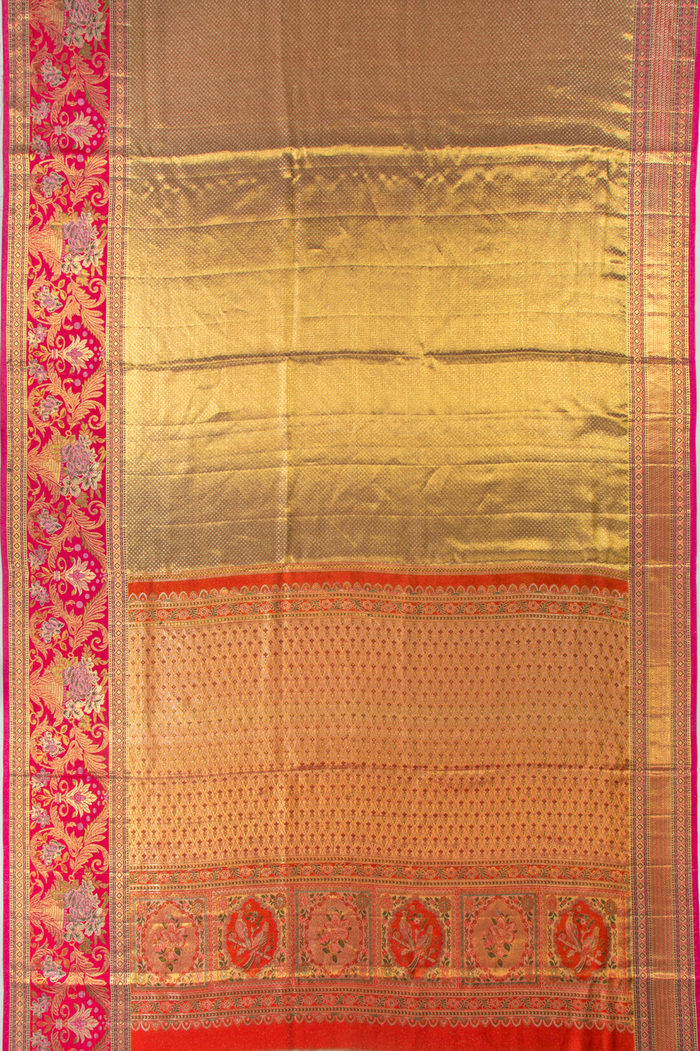 Kanchipuram Silk Tissue Brocade Gold Saree