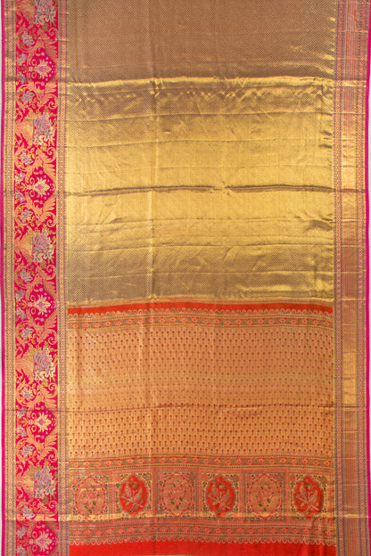 Kanchipuram Silk Tissue Brocade Gold Saree