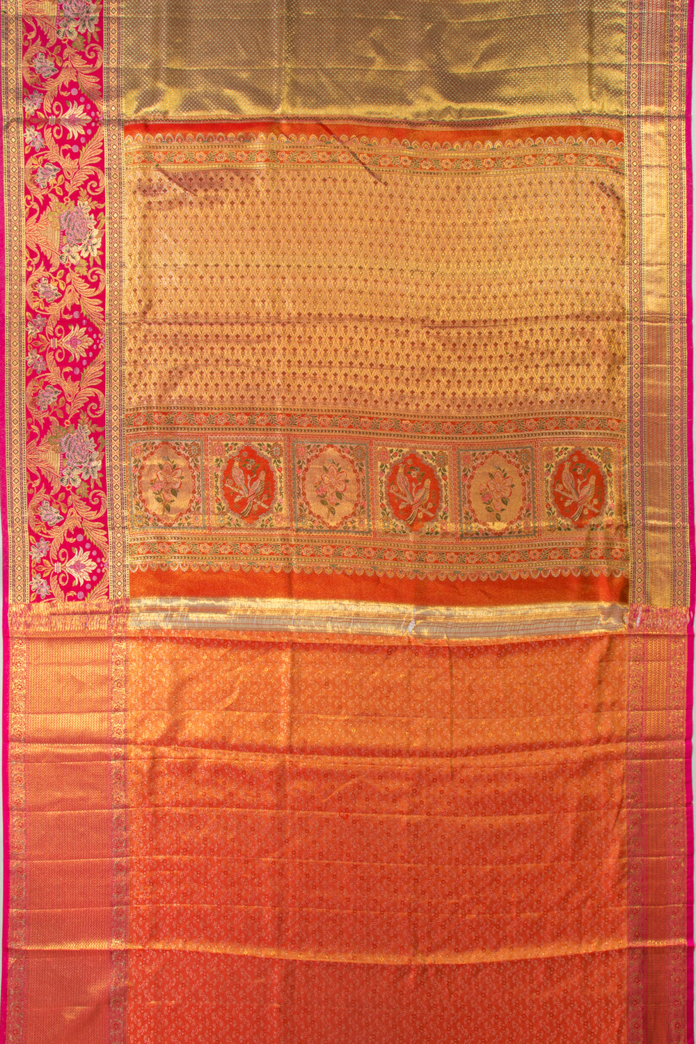 Kanchipuram Silk Tissue Brocade Gold Saree