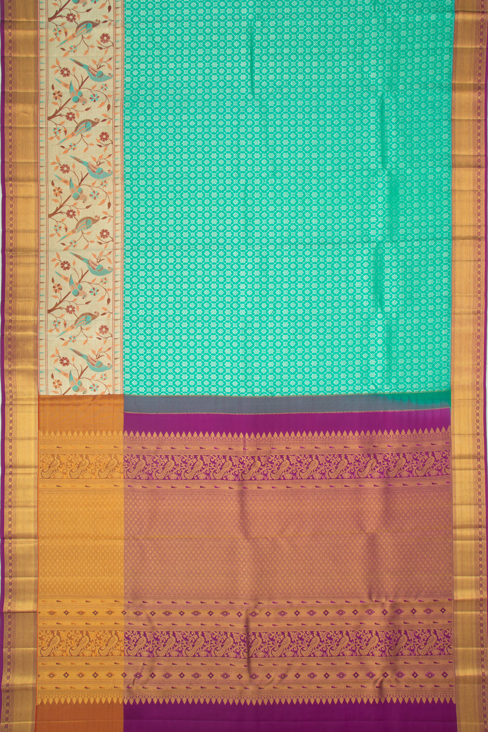 Kanchipuram Silk Brocade Sea Green Saree