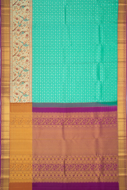 Kanchipuram Silk Brocade Sea Green Saree