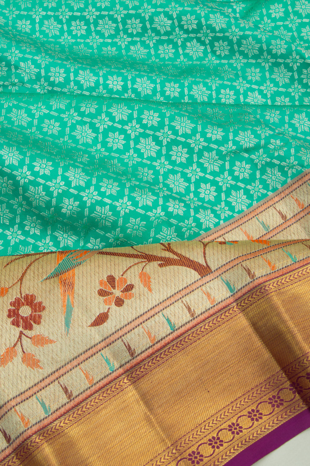 Kanchipuram Silk Brocade Sea Green Saree