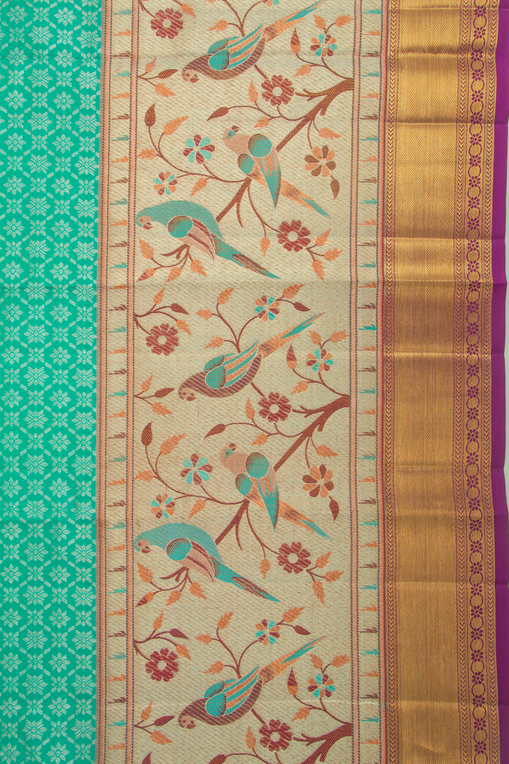 Kanchipuram Silk Brocade Sea Green Saree