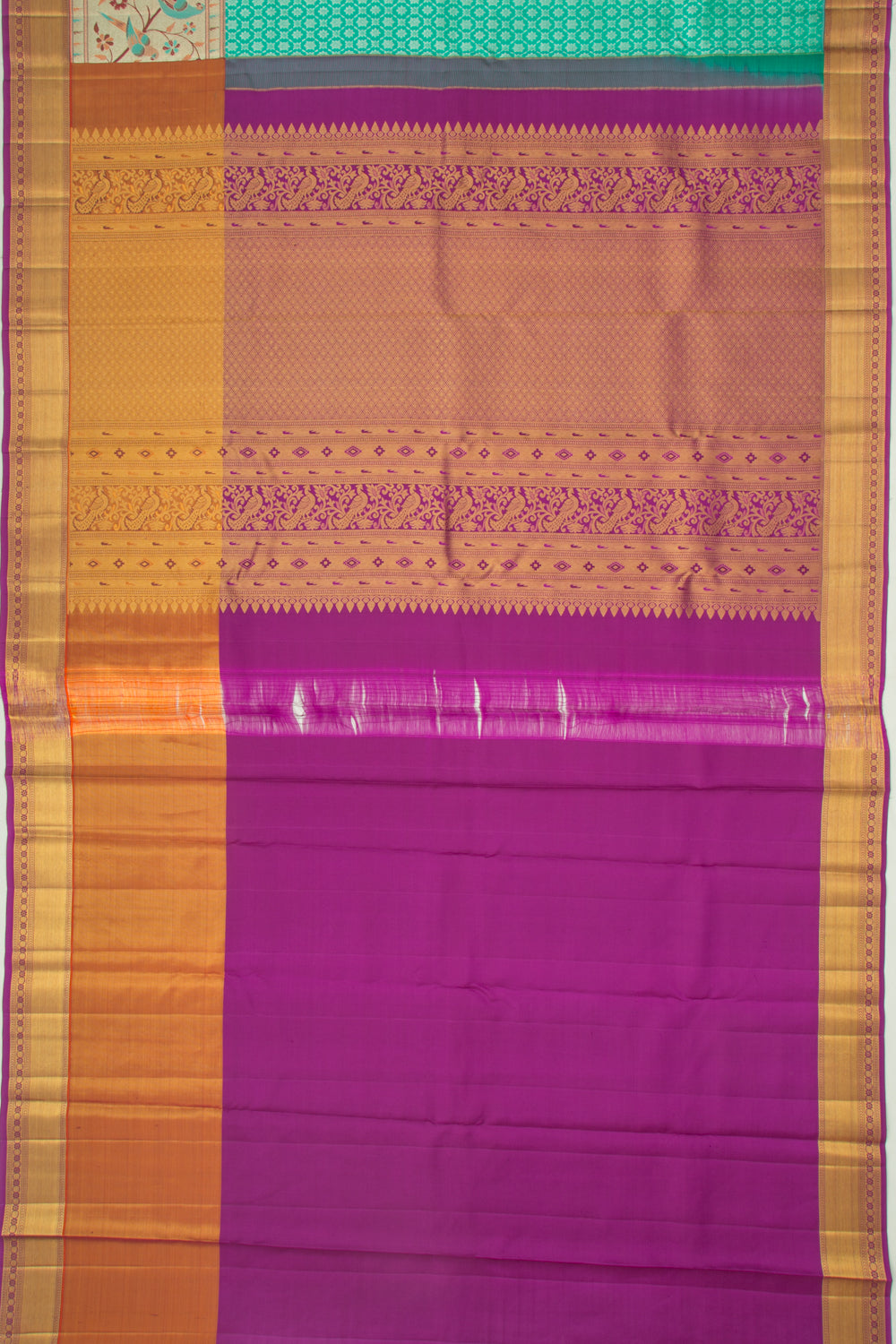 Kanchipuram Silk Brocade Sea Green Saree