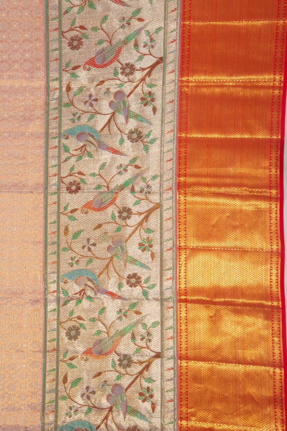 Kanchipuram Silk Tissue Brocade Baby Pink Saree