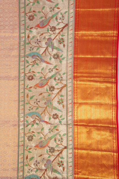 Kanchipuram Silk Tissue Brocade Baby Pink Saree