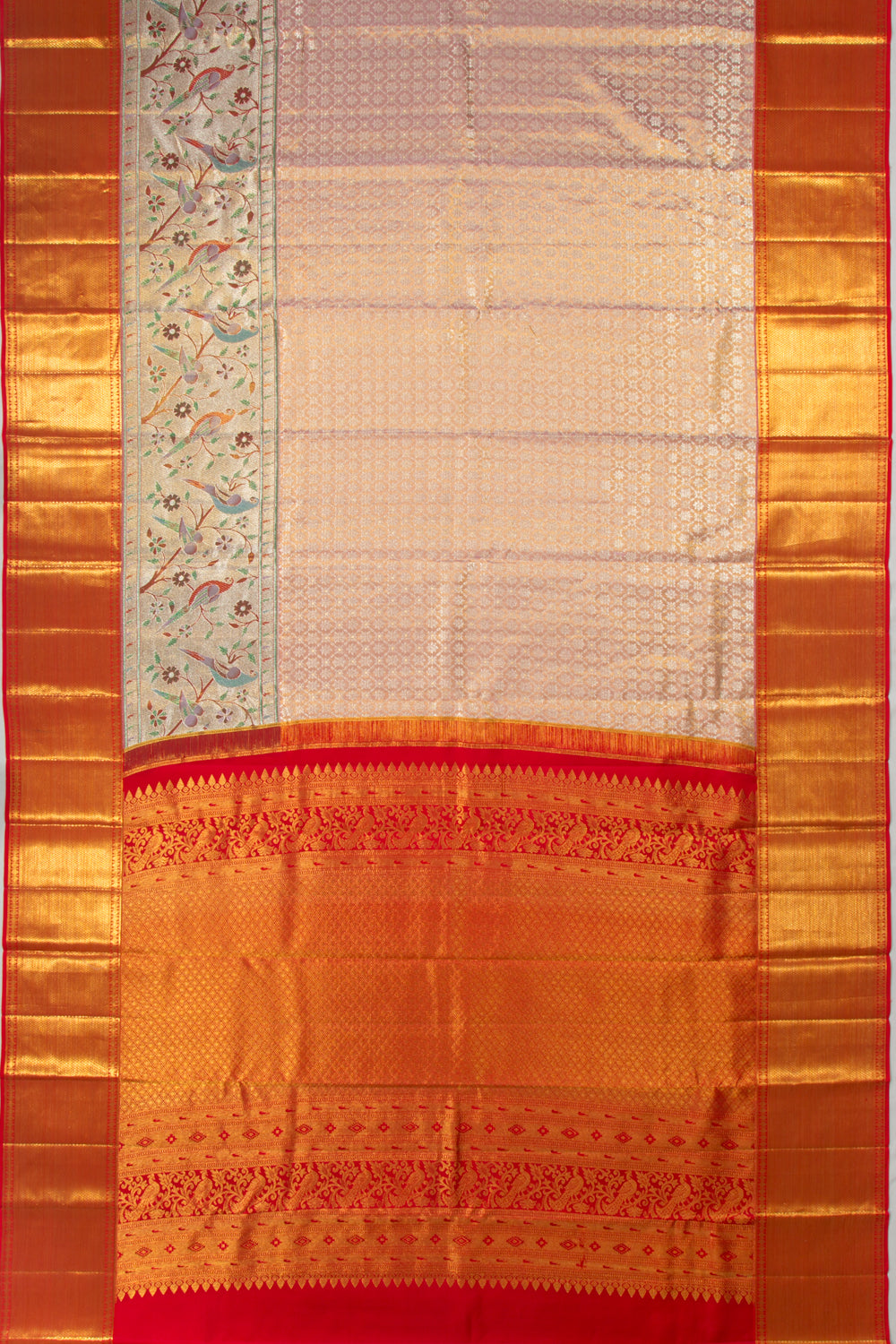 Kanchipuram Silk Tissue Brocade Baby Pink Saree