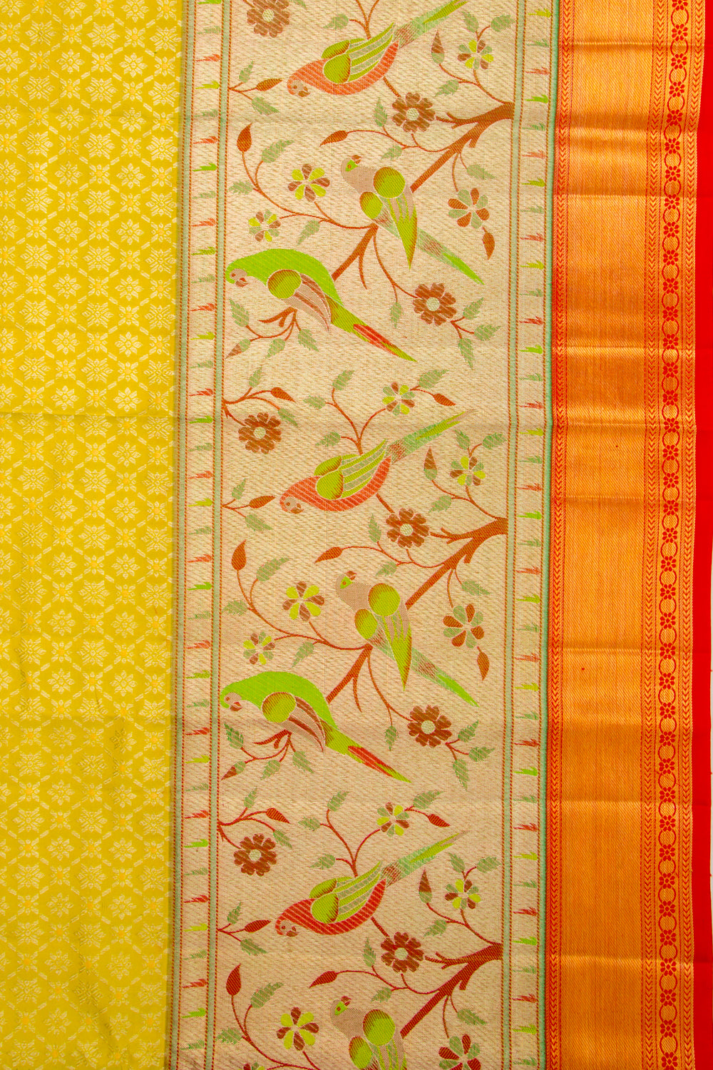 Kanchipuram Silk Brocade Yellow Saree