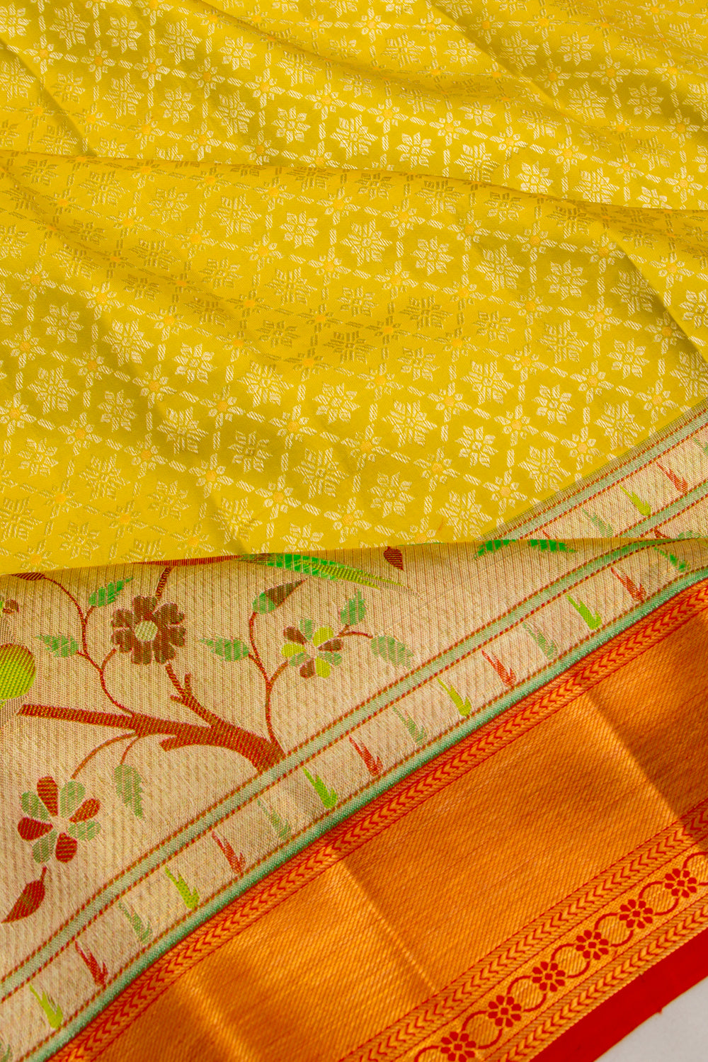Kanchipuram Silk Brocade Yellow Saree