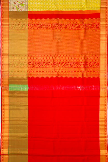 Kanchipuram Silk Brocade Yellow Saree