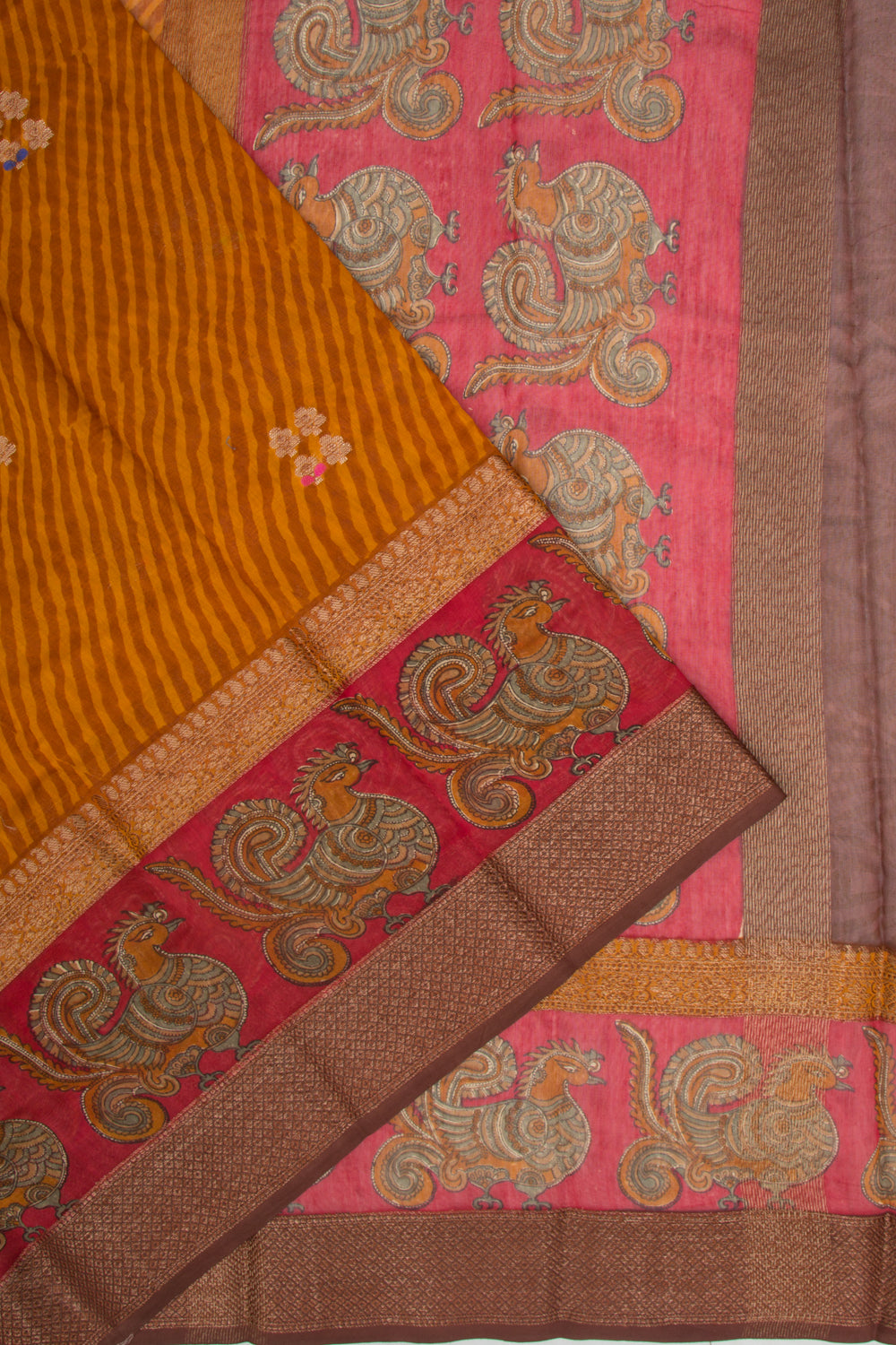 Chanderi Cotton Printed Mustard Yellow Saree