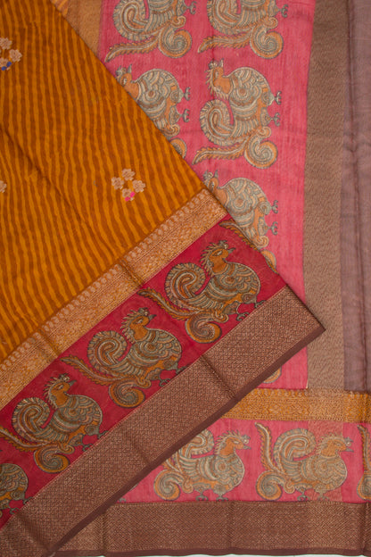 Chanderi Cotton Printed Mustard Yellow Saree