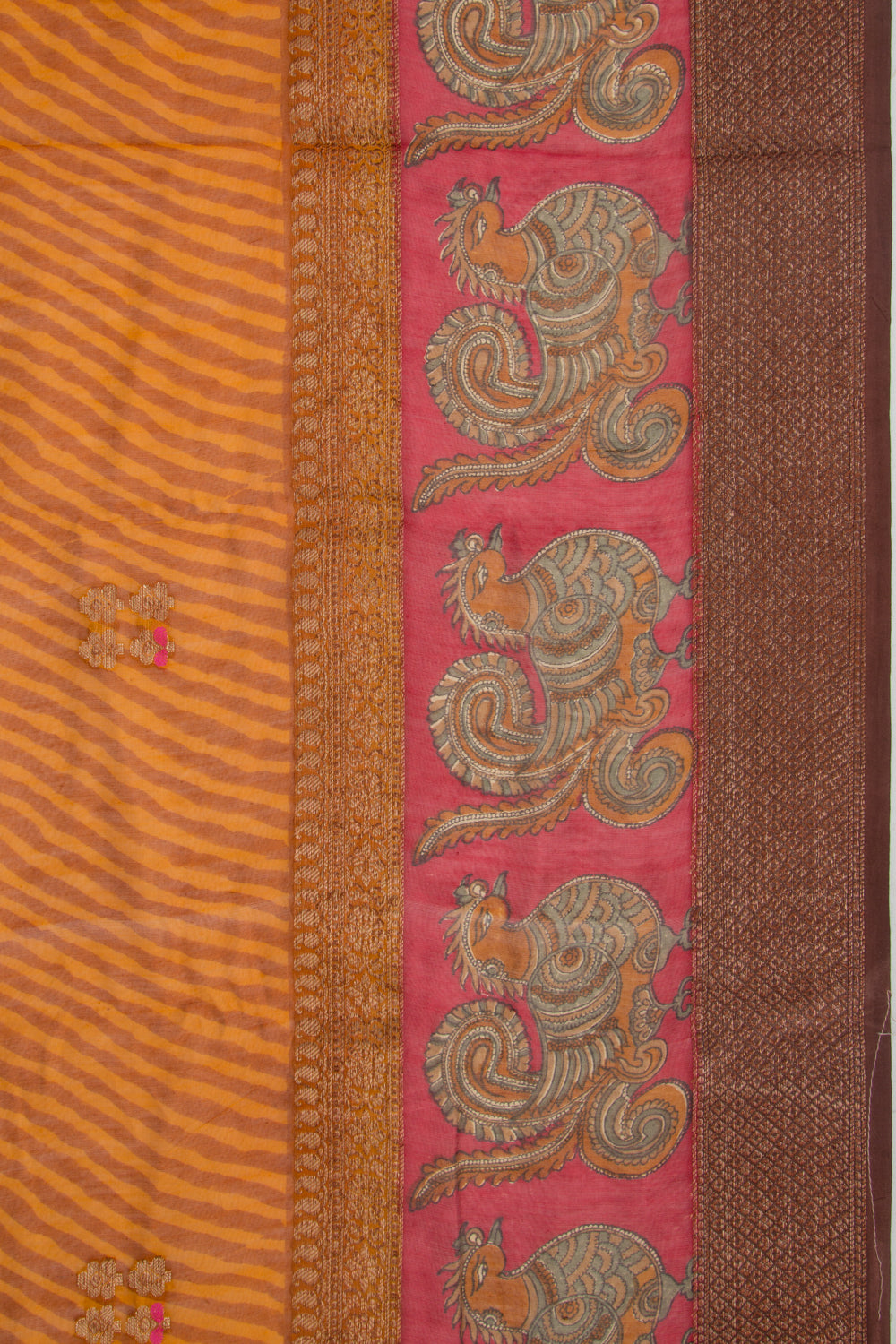 Chanderi Cotton Printed Mustard Yellow Saree
